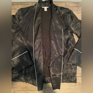Victoria Secret Satin Black Logo Wrap Pajama Top Size: S